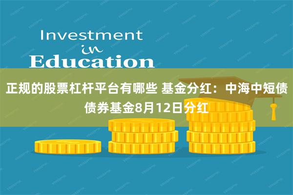 正规的股票杠杆平台有哪些 基金分红：中海中短债债券基金8月12日分红