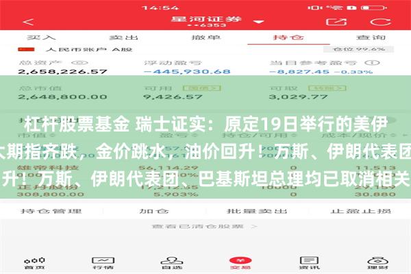 杠杆股票基金 瑞士证实：原定19日举行的美伊会谈“黄了”！美股三大期指齐跌，金价跳水，油价回升！万斯、伊朗代表团、巴基斯坦总理均已取消相关行程