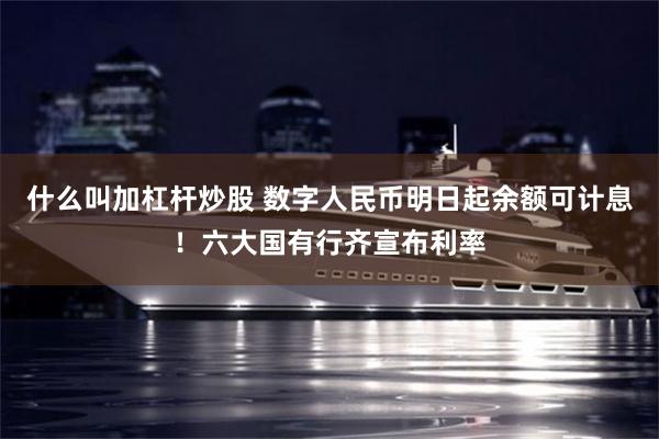 什么叫加杠杆炒股 数字人民币明日起余额可计息！六大国有行齐宣布利率