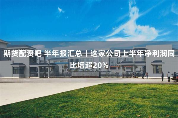 期货配资吧 半年报汇总丨这家公司上半年净利润同比增超20%