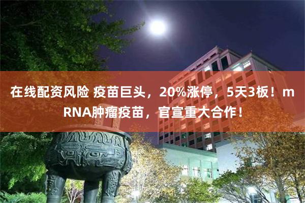 在线配资风险 疫苗巨头，20%涨停，5天3板！mRNA肿瘤疫苗，官宣重大合作！