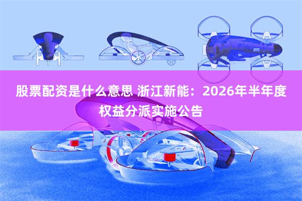 股票配资是什么意思 浙江新能：2026年半年度权益分派实施公告