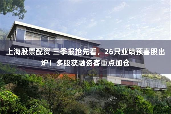 上海股票配资 三季报抢先看，26只业绩预喜股出炉！多股获融资客重点加仓