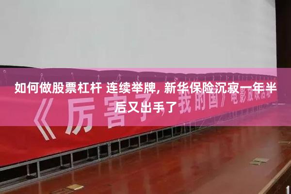 如何做股票杠杆 连续举牌, 新华保险沉寂一年半后又出手了