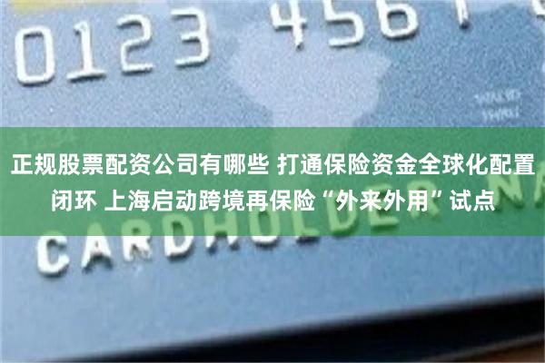 正规股票配资公司有哪些 打通保险资金全球化配置闭环 上海启动跨境再保险“外来外用”试点